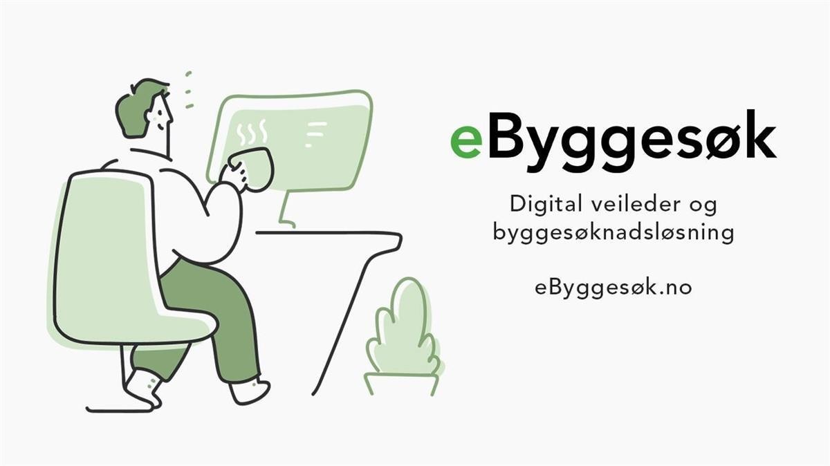 illustrasjon av en person som sitter foran en PC med en kaffekopp. - Klikk for stort bilde